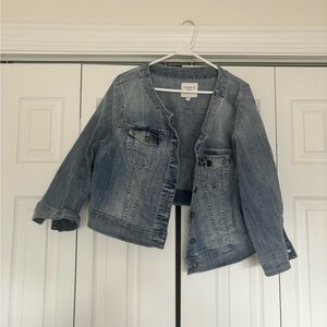 Torrid Medium Wash cropped denim jacket with 3/4 sleeves